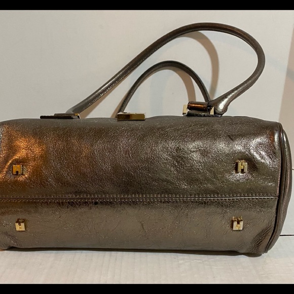 Lambertson truex gold metallic leather satchel bag - Picture 4 of 11